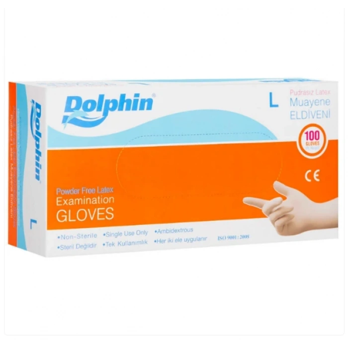 Pudrasız Lateks Muayene Eldiveni ( L ) 100 Adet