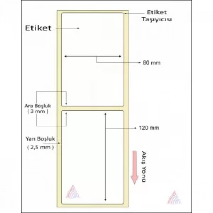 TERMAL BARKOD ETİKETİ 120X80 TEKLİ 300 LÜ