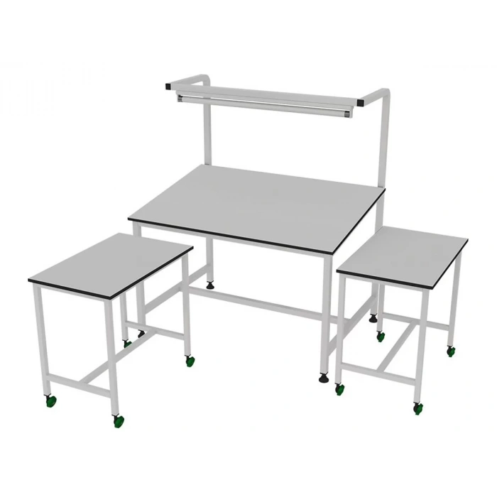 Üstten Işıklı Kalite Kontrol Masası (Sehpalı)Ayalı Eğmli T85