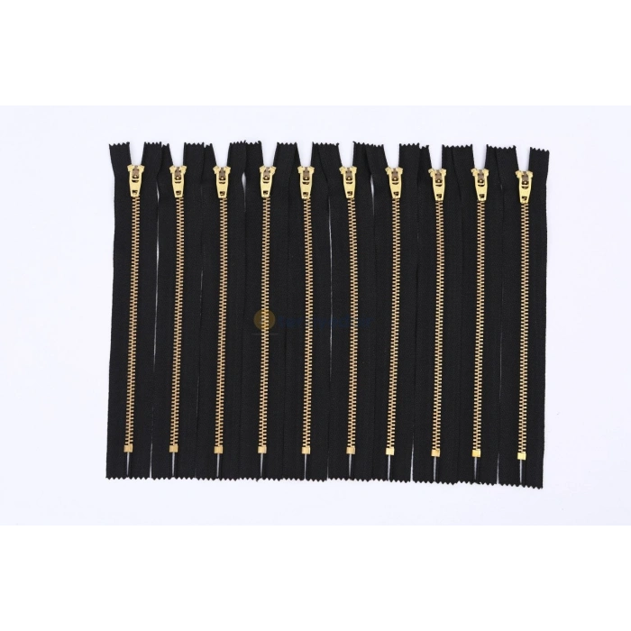10 Adet 18cm Siyah Metal Fermuarı