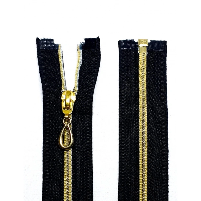110cm Siyah Ferace Fermuarı Gold