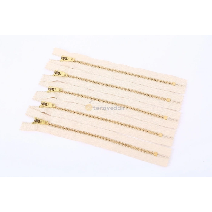 18cm Bej Kot Metal Fermuar 5 Adet