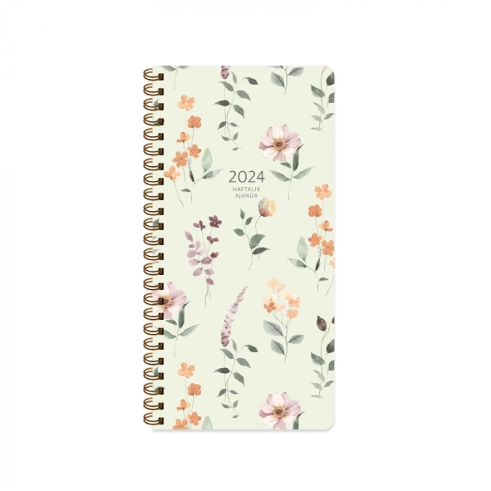 2024 AJANDA KESKİN SPİRALLİ HAFTALIK AJANDA 8x16 CEP ÇİÇEK (830032)