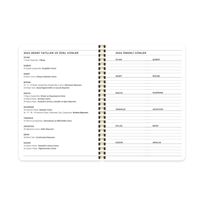 2024 AJANDA KESKİN SPİRALLİ SERT KAPAK GÜNLÜK AJANDA A5 BEJ (830480)