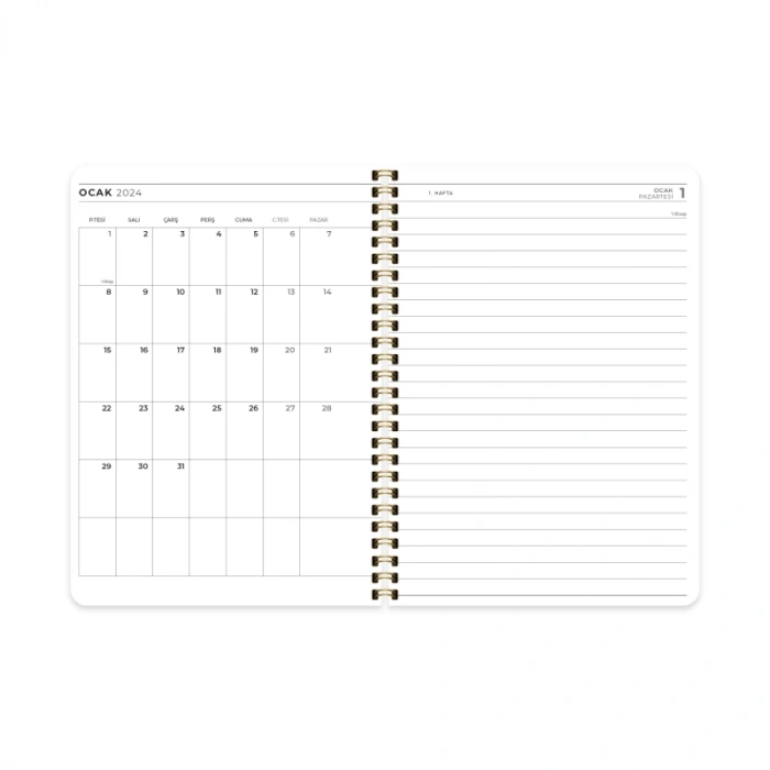 2024 AJANDA KESKİN SPİRALLİ SERT KAPAK GÜNLÜK AJANDA A5 PEMBE (830482)