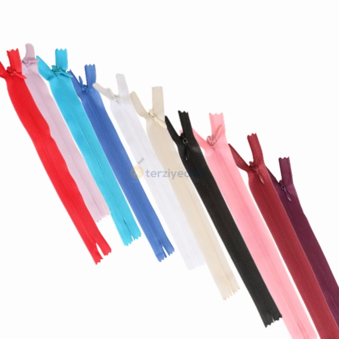 20cm Karışık Renkli Gizli Fermuar 10 Adet