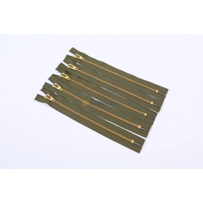 5 Adet 18cm Haki Metal Fermuarı