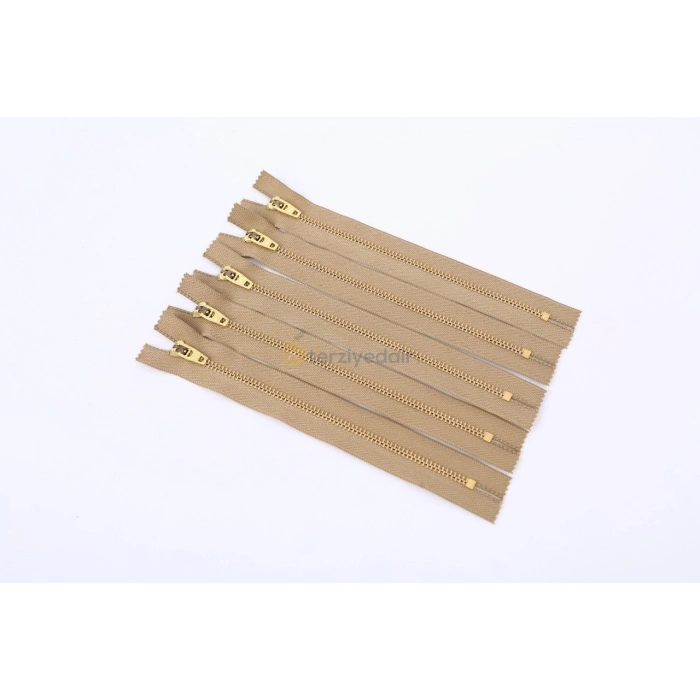 5 Adet 18cm Koyu Bej Metal Fermuarı