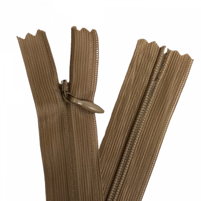 5 Adet 60cm Koyu Bej Gizli Fermuar