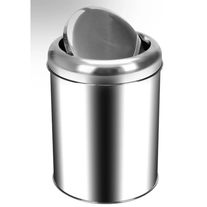 5 Lt Pratik Kapaklı Çöp Kovası Paslanmaz ( 1 Adet )