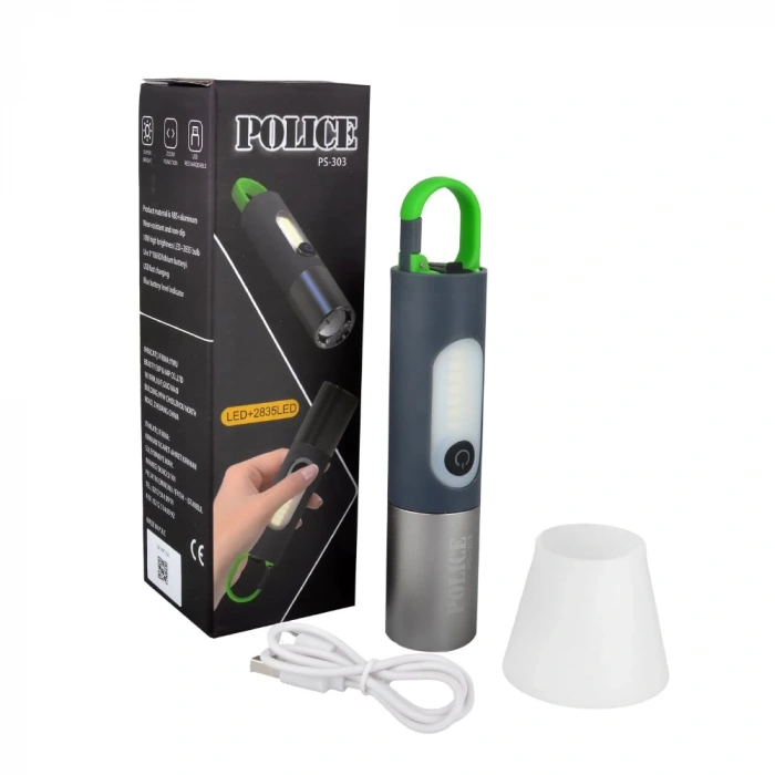 Police PS-303 Şarjlı Kamp + Çalışma Feneri