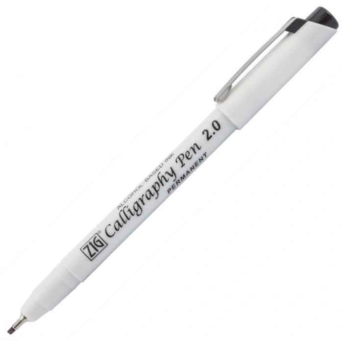 Zig Permanent Mürekkepli Kaligrafi Kalemi 2.0 mm. Siyah