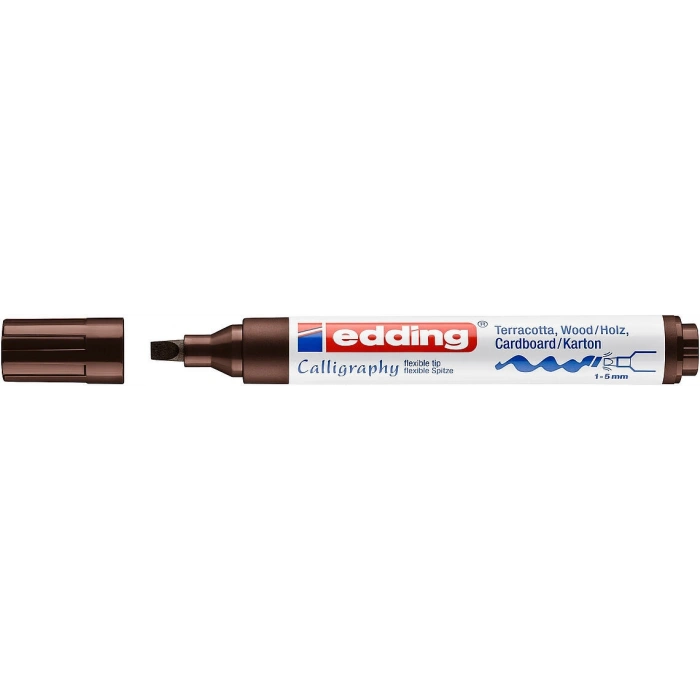 Edding 1455 Esnek Uçlu Kaligrafi Kalemi 5.0 mm. Kahverengi