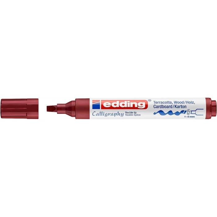 Edding 1455 Esnek Uçlu Kaligrafi Kalemi 5.0 mm. Crimson Kırmızı