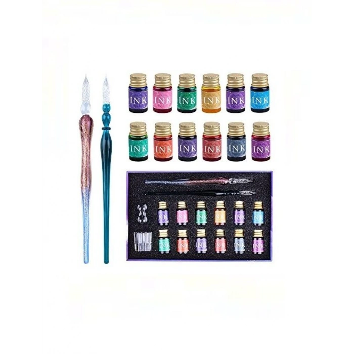 Hobi Market Art Cam Kalem Kaligrafi Kalemi Seti 12 Renk Mürekkep ve Aksesuarlar