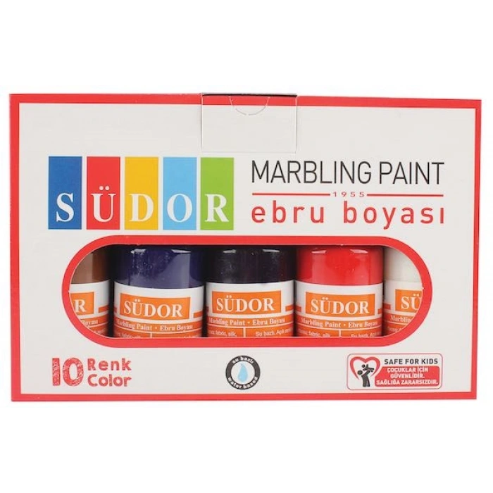 Südor Ebru Boyası Seti 10 Renk x 30 ml. Damlalıklı Şişe
