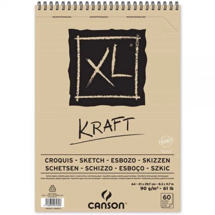 Canson XL Kraft Eskiz Çizim Defteri 90 gr. A4 40 Sayfa