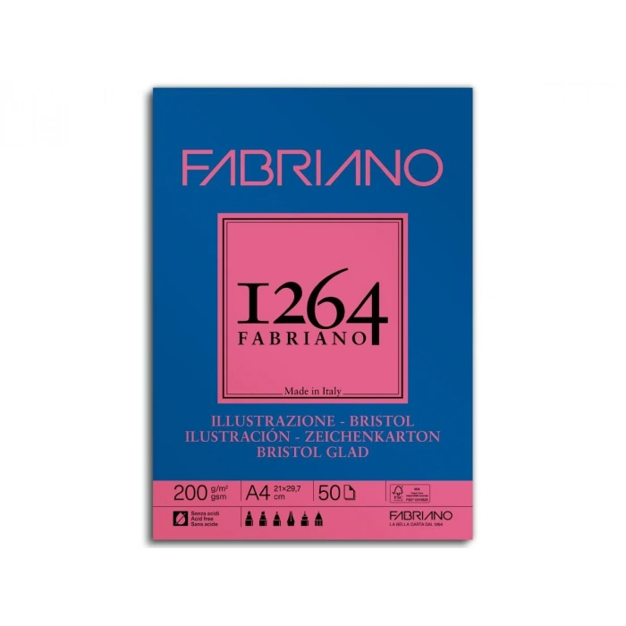Fabriano 1264 Bristol Çok Amaçlı Bristol Marker Çizim Defteri Blok 200 gr. A4 50 yaprak