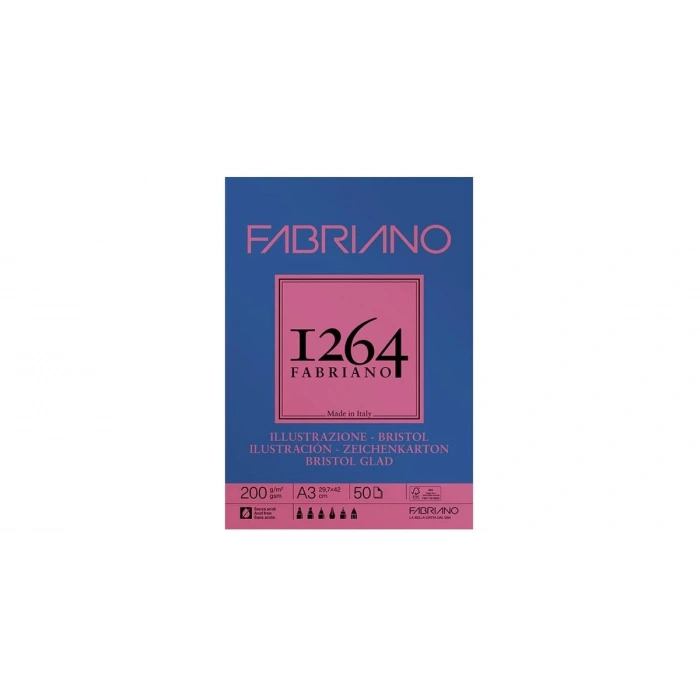 Fabriano 1264 Bristol Çok Amaçlı Bristol Marker Çizim Defteri Blok 200 gr. A3 50 yaprak