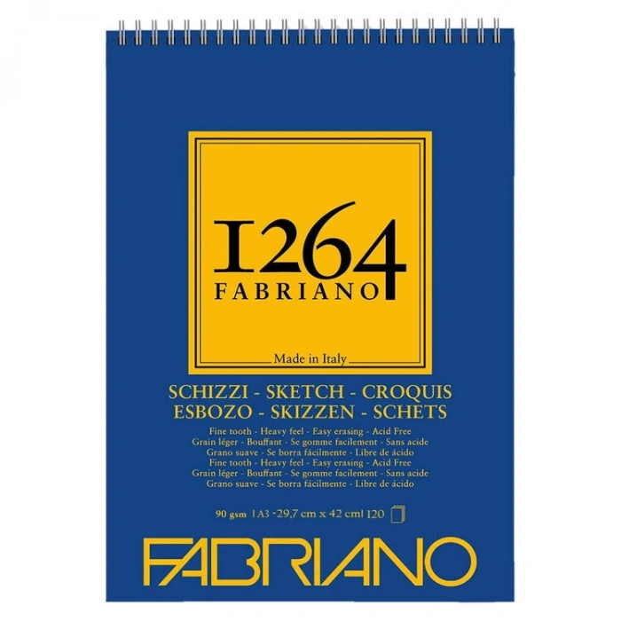 Fabriano 1264 Sketch Paper Üstten Spiralli Eskiz Çizim Defteri 90 gr. A3 120 yaprak