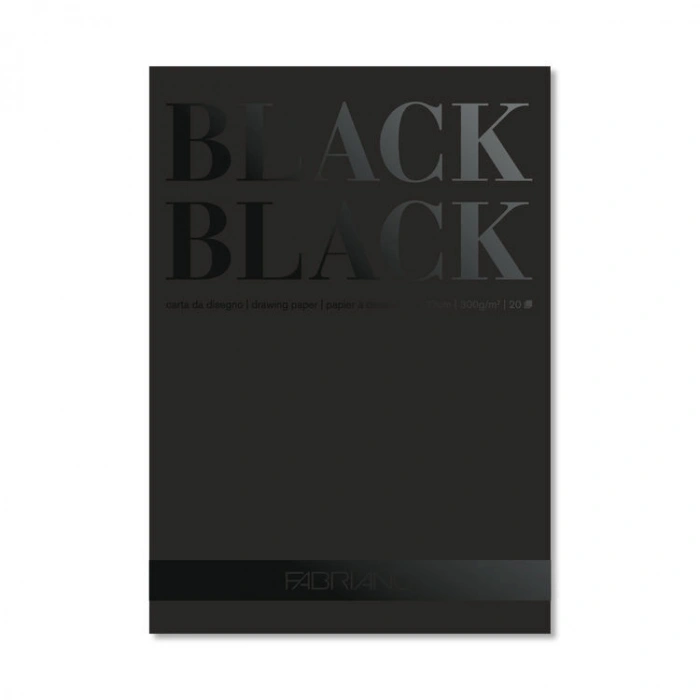 Fabriano Black Black Çok Amaçlı Pürüzsüz Yüzeyli Siyah Yapraklı Çizim Defteri Blok 300 gr. 24x32 cm. 20 yaprak