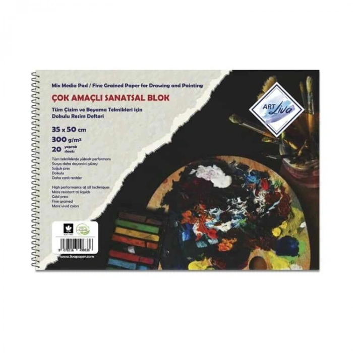 Art Liva Çok Amaçlı Dokulu Sanatsal Resim Defteri 300 gr. 35x50 cm. 20 yaprak