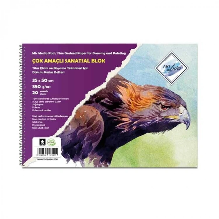 Art Liva Çok Amaçlı Dokulu Sanatsal Resim Defteri 350 gr. 35x50 cm. 20 yaprak