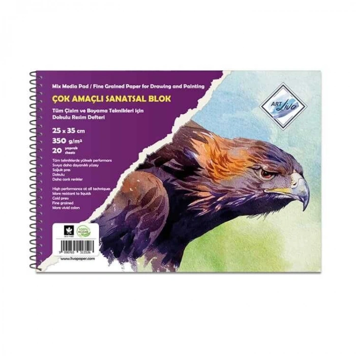 Art Liva Çok Amaçlı Dokulu Sanatsal Resim Defteri 350 gr. 25x35 cm. 20 yaprak