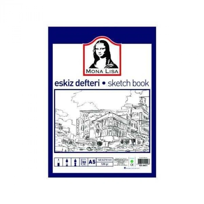 Südor Mona Lisa Eskiz Çizim Defteri (Sketch Book) A5 120 gr. 50 yp.