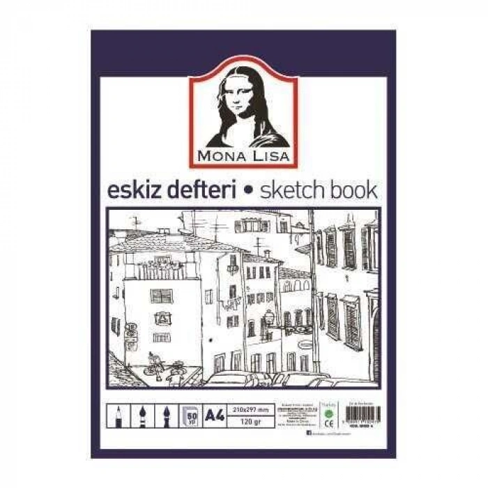 Südor Mona Lisa Eskiz Çizim Defteri (Sketch Book) A4 120 gr. 50 yp.