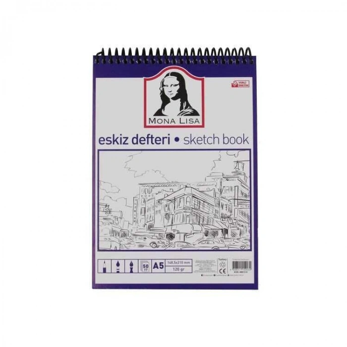 Südor Mona Lisa Telli Eskiz Çizim Defteri (Sketch Book) A5 120 gr. 50 yp.