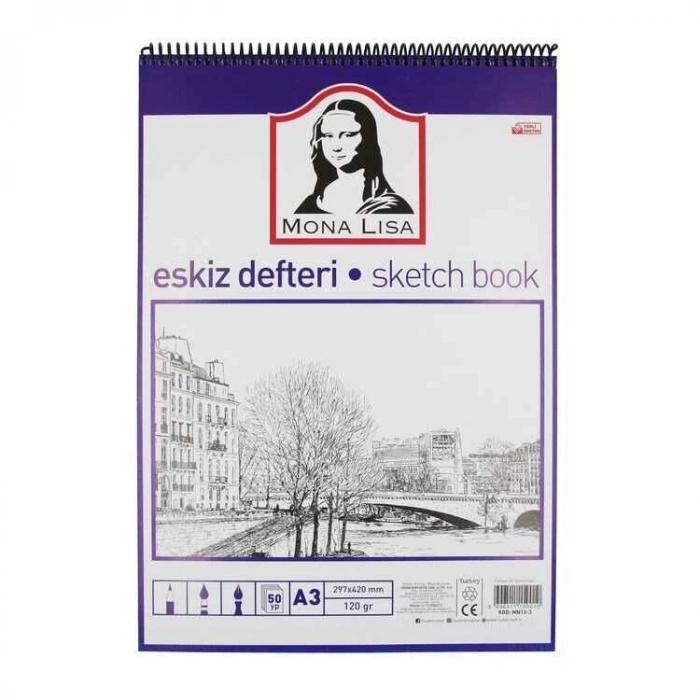 Südor Mona Lisa Telli Eskiz Çizim Defteri (Sketch Book) A3 120 gr. 50 yp.