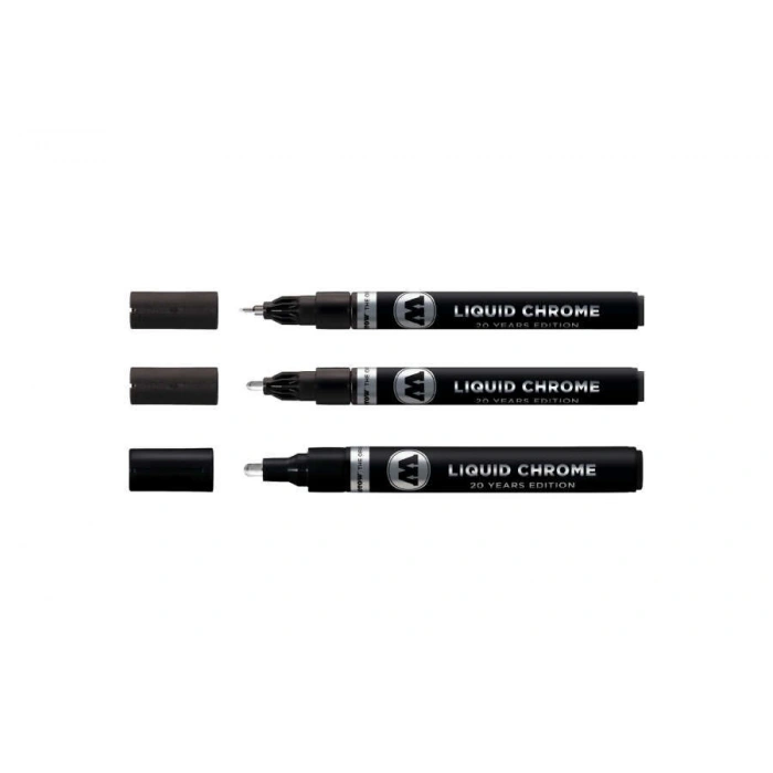 Molotow Liquid Chrome Ayna Efektli Krom Marker Kalem Seti 3lü 1-2-4 mm.