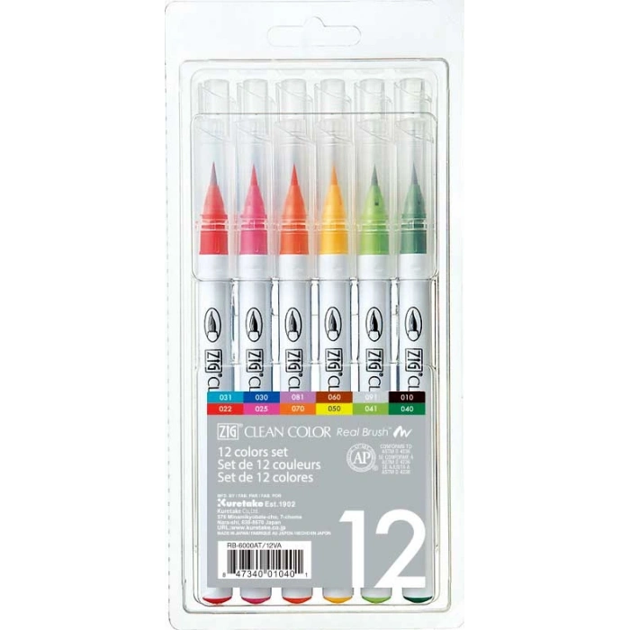 Zig Clean Color Real Brush Fırça Uçlu Marker Kalem Seti 12 Renk