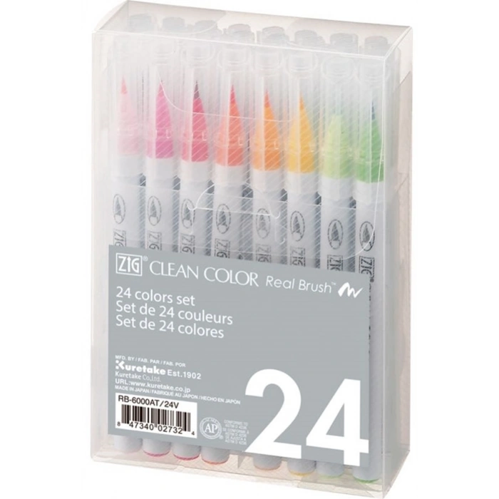 Zig Clean Color Real Brush Fırça Uçlu Marker Kalem Seti 24 Renk