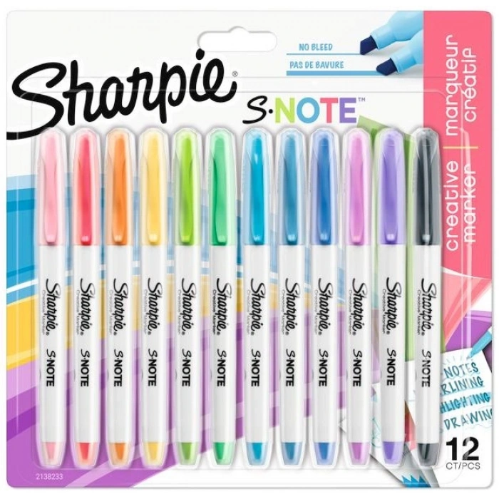 Sharpie S-Note Creative Marker İşaretleme Kalemi Seti 12 RENK