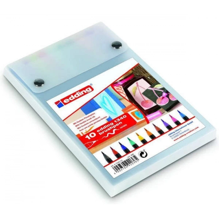 Edding 1340 Brushpen Fırça Uçlu Kalem Seti 10 Renk Plastik Kutu