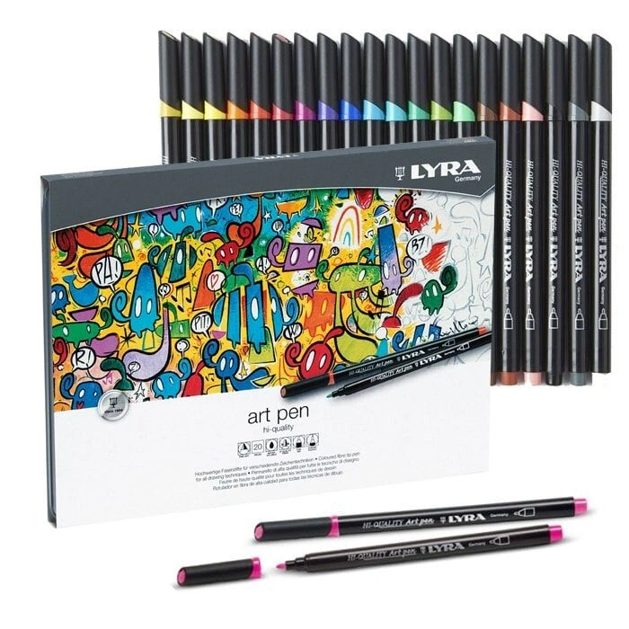 Lyra Hi-Quality Art Pen Çizim Kalemi Seti 20 Renk Metal Kutu