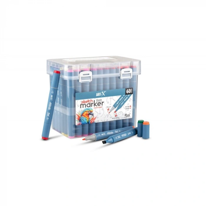 Rich Art-X Sketch Marker Duo Çift Uçlu Marker Kalem Seti 60 Renk
