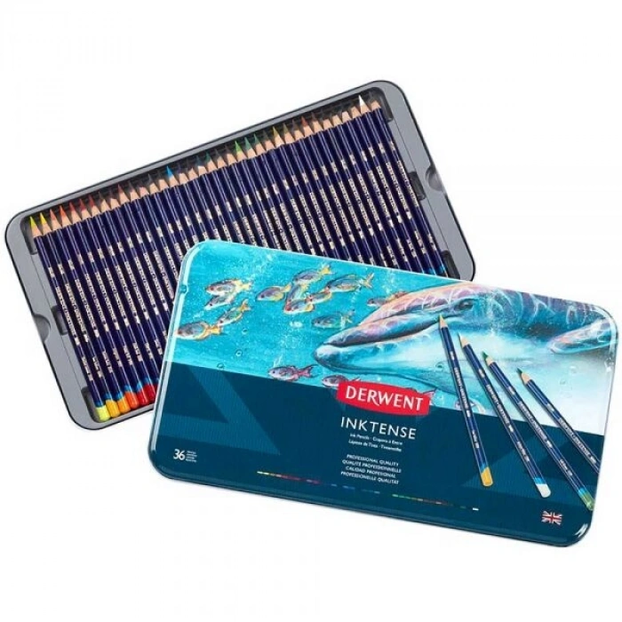 Derwent Inktense Mürekkep Etkili Aquarell Boya Kalemi Seti 36lı Teneke Kutu
