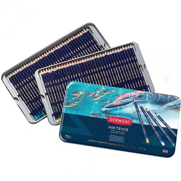 Derwent Inktense Mürekkep Etkili Aquarell Boya Kalemi Seti 72li Teneke Kutu