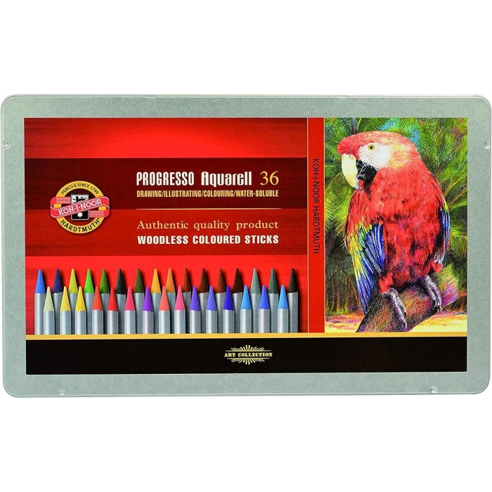 Koh-i Noor Progresso Aquarell Ağaçsız Sulandırılabilir Boya Kalemi Seti 36 Renk