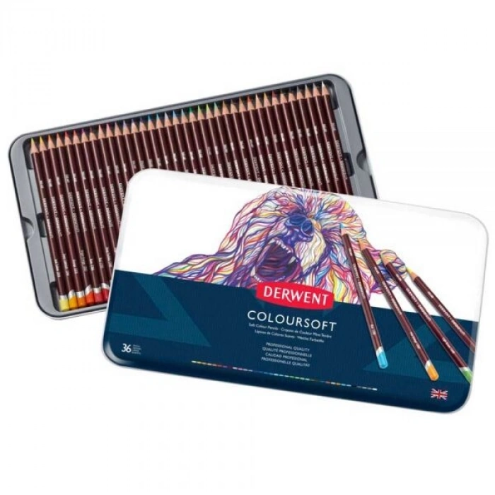 Derwent Coloursoft Pencils Yumuşak Kuru Boya Kalemi Seti 36lı Teneke Kutu