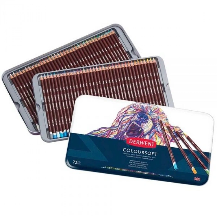 Derwent Coloursoft Pencils Yumuşak Kuru Boya Kalemi Seti 72li Teneke Kutu