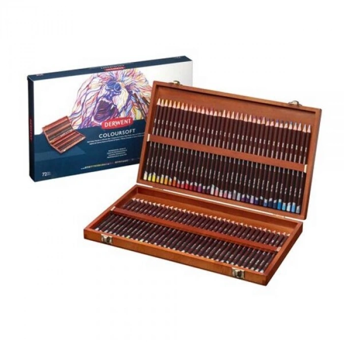 Derwent Coloursoft Pencils Yumuşak Kuru Boya Kalemi Seti 72li Ahşap Kutu
