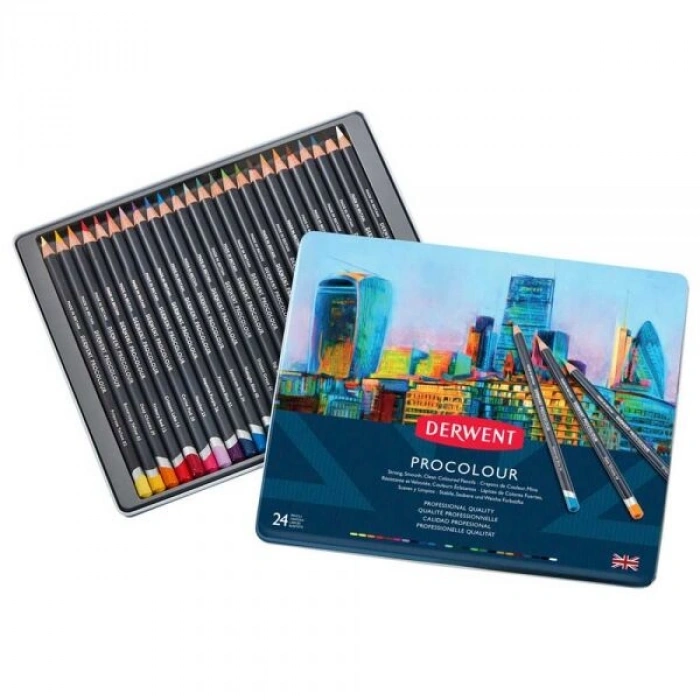 Derwent Procolour Kuru Boya Kalemi Seti 24lü Teneke Kutu