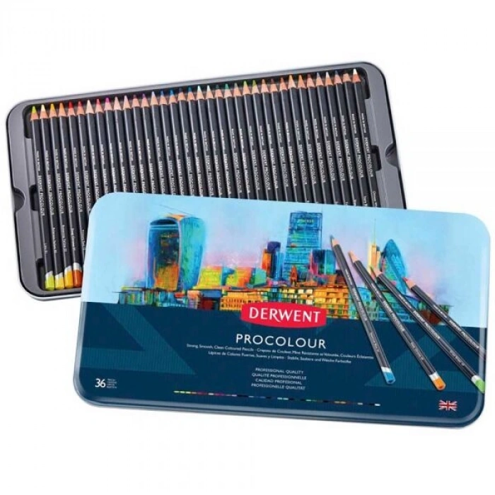 Derwent Procolour Kuru Boya Kalemi Seti 36lı Teneke Kutu