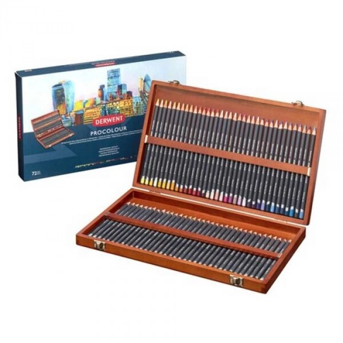 Derwent Procolour Kuru Boya Kalemi Seti 72li Ahşap Kutu