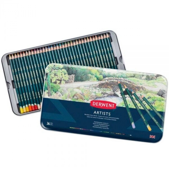 Derwent Artists Pencils Kuru Boya Kalemi Seti 36lı Teneke Kutu