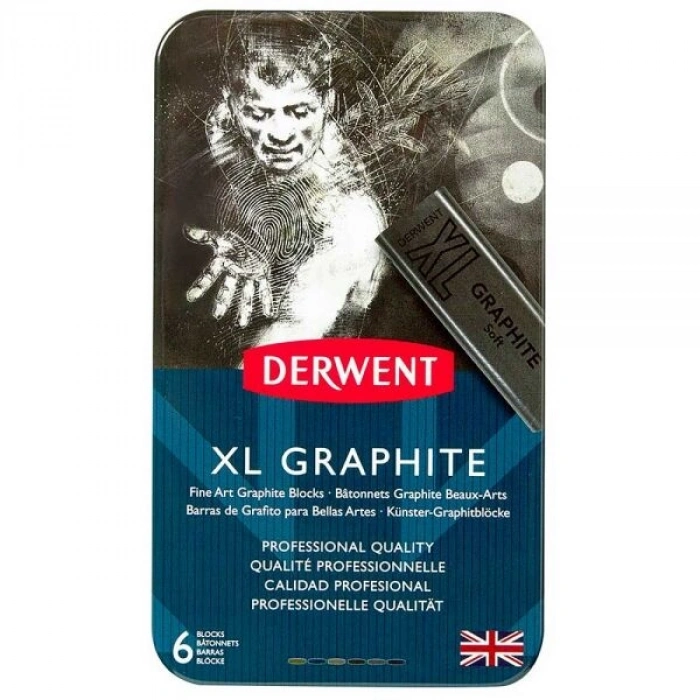 Derwent XL Graphite Block Kalın Grafit Füzen Seti 6lı Teneke Kutu